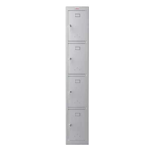 "Locker PL Series - 4 doors with key lock, 300 mm deep, grey image"