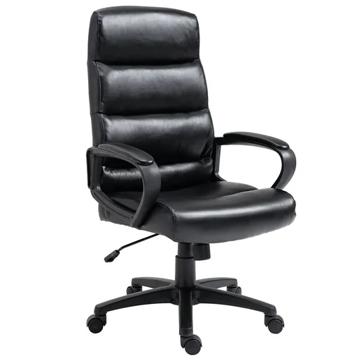 "Office chair swivel chair with backrest office chair height adjustable PU plastic foam nylon black 66 x 66 x 107-11 image"