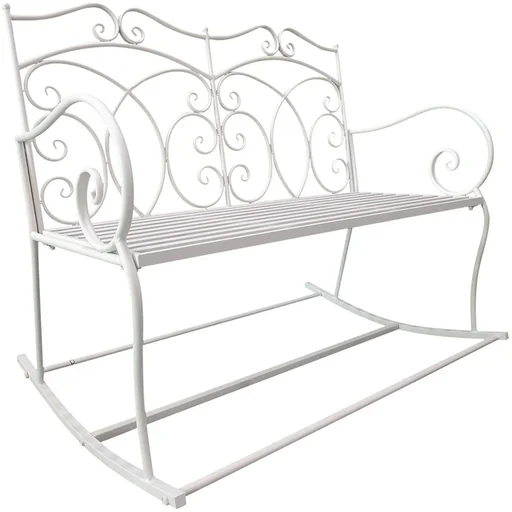 "Rocking bench 2-seater metal milk white image"