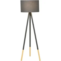 Design-vloerlamp met driepoot en voetschakelaar grijs