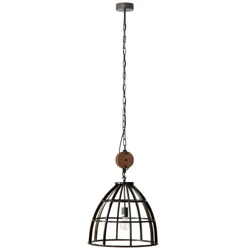 "Hanging lamp Matrix XL nationwide metal with wood 144 x Ø 48 cm 60W E27 image"