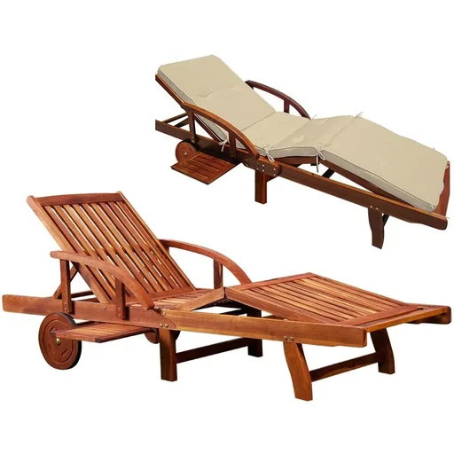 "Deck chair "Tami Sun" acacia wood with cushion image"